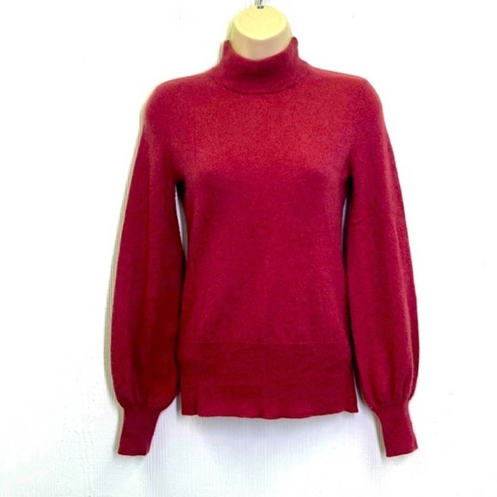 Antonio Melani - Plum Mock Neck 100 Percent Cashmere Long Sleeve Sweater Small